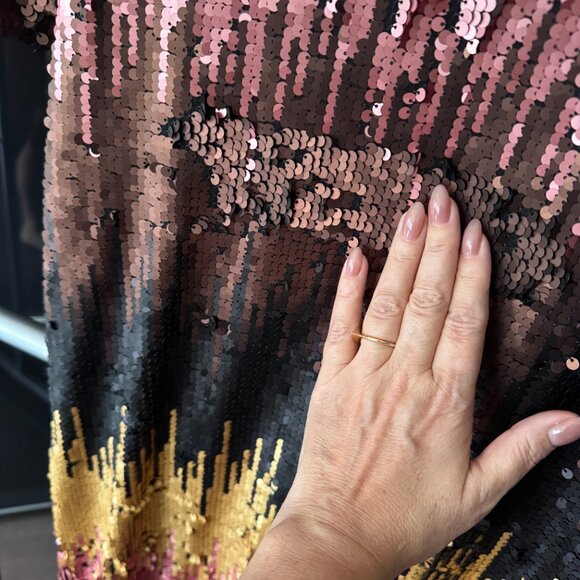 LUNA Shine Me Up Sequin Shift Dress Gold Multi - Picture 5 of 7